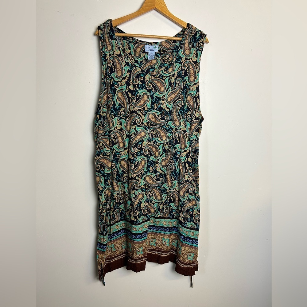 Jane Ashley Multicolor Paisley Midi Dress plus Size‎ 3X Boho Western Lightweight